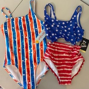 NWT Girls Patriotic 4th of July Target Bathing Suits Size M 7/8